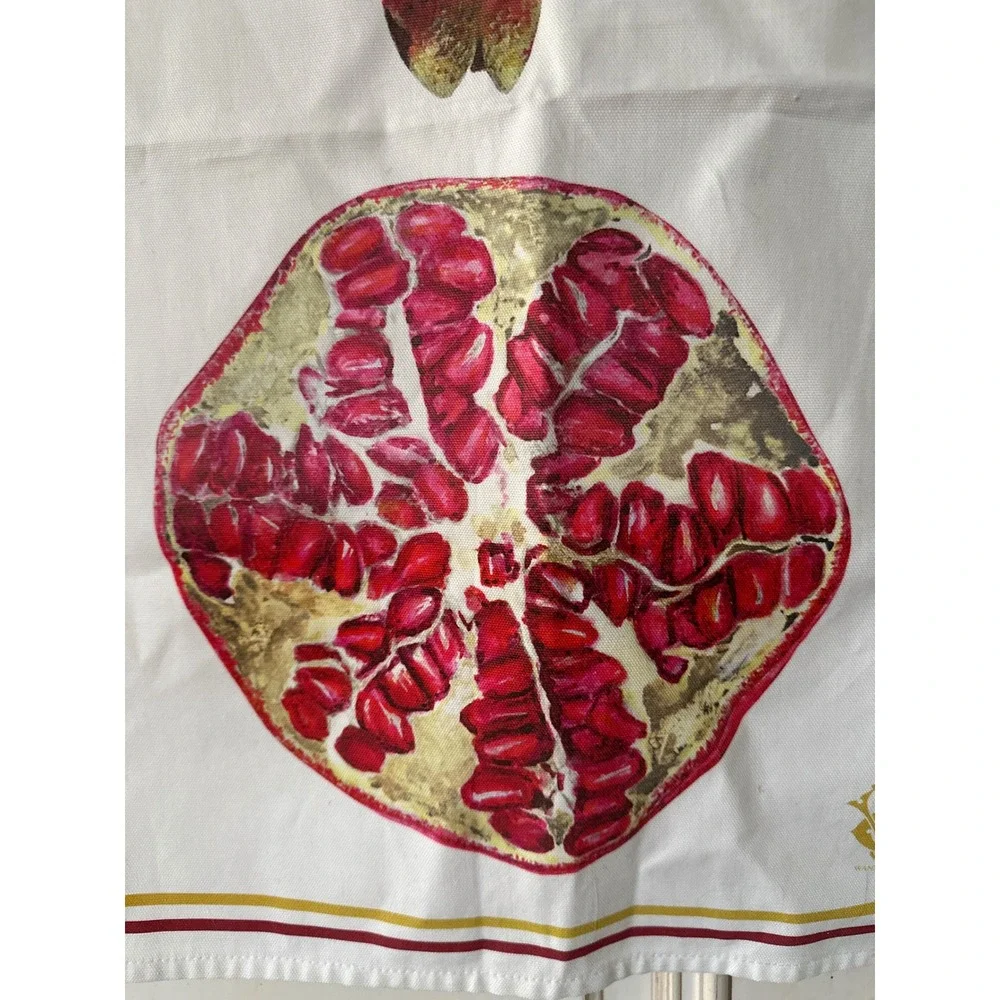 Wanda Coyne Pomegranate Botanical Mary Daisy Arnold Cotton Tea Towel NWT